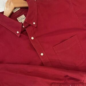 Vintage J.Crew Men’s Deep Red Button Down Shirt Slim Fit Pima Cotton Size L